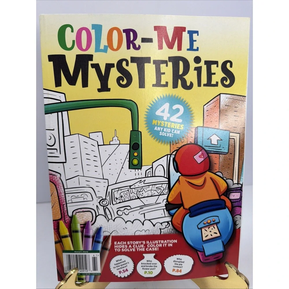 Color-Me Mysteries Coloring Book - 42 Mysteries Activities Any Kid Can Solve NEW